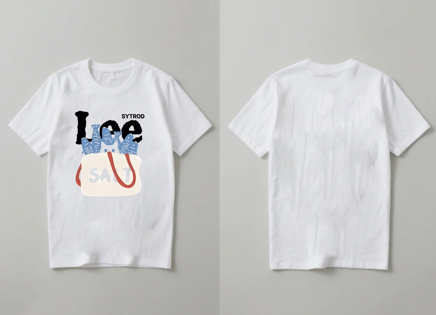 

20258 New casual printed short-sleeved T-shirt "Li" cartoon salt and fish graphic T-shirt top suitable for both men and women