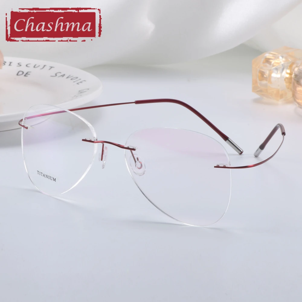 Chashma Prescription Glasses Classic Design Rimless Eyeglasses Men Optical Titanium Frames Female Customize Lens Size and Shape