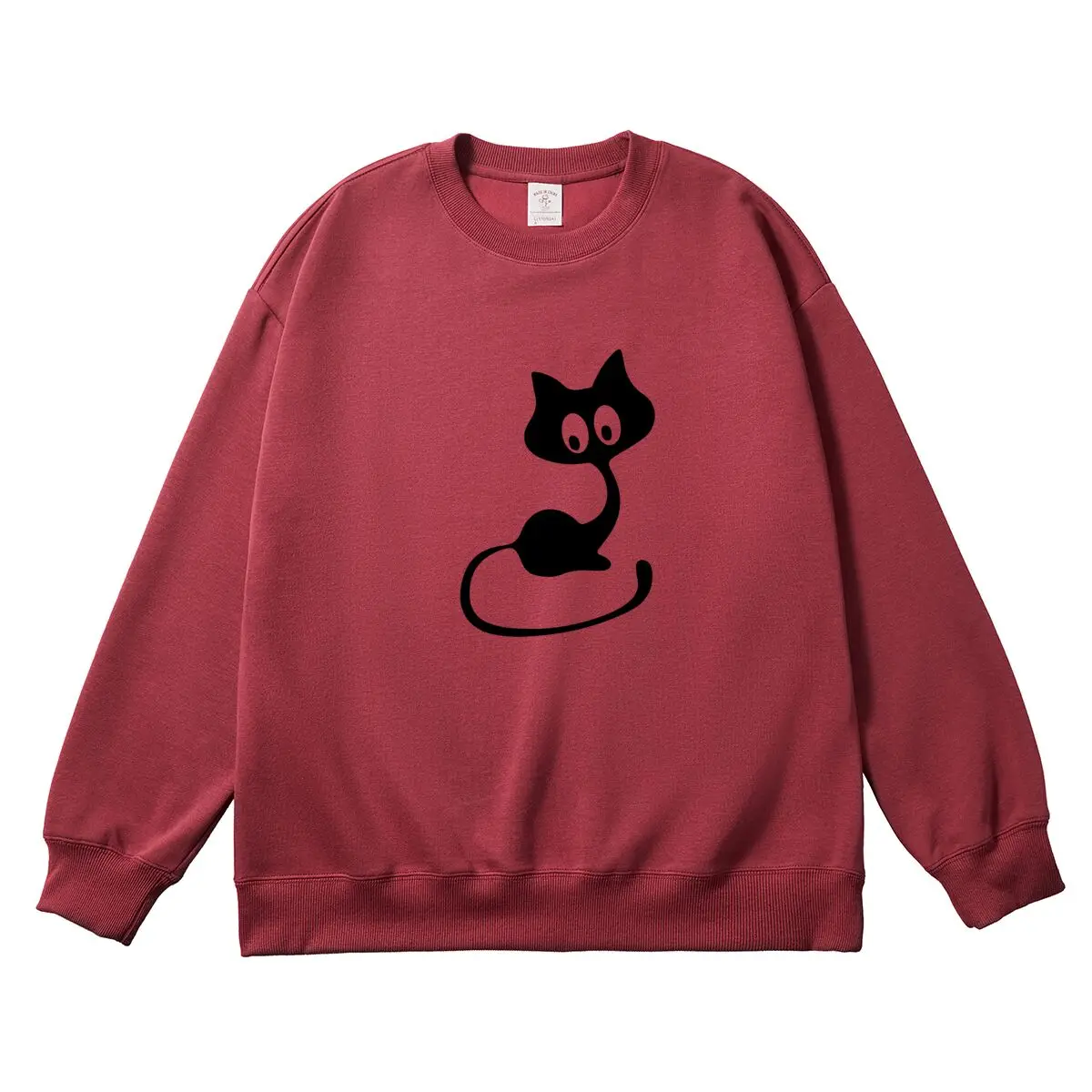 Oversized Women Pullover Cartoon Cat Graphic Woman Tops Female Sweatshirt Round Neck Long Sleeve Autumn Thick Clothes