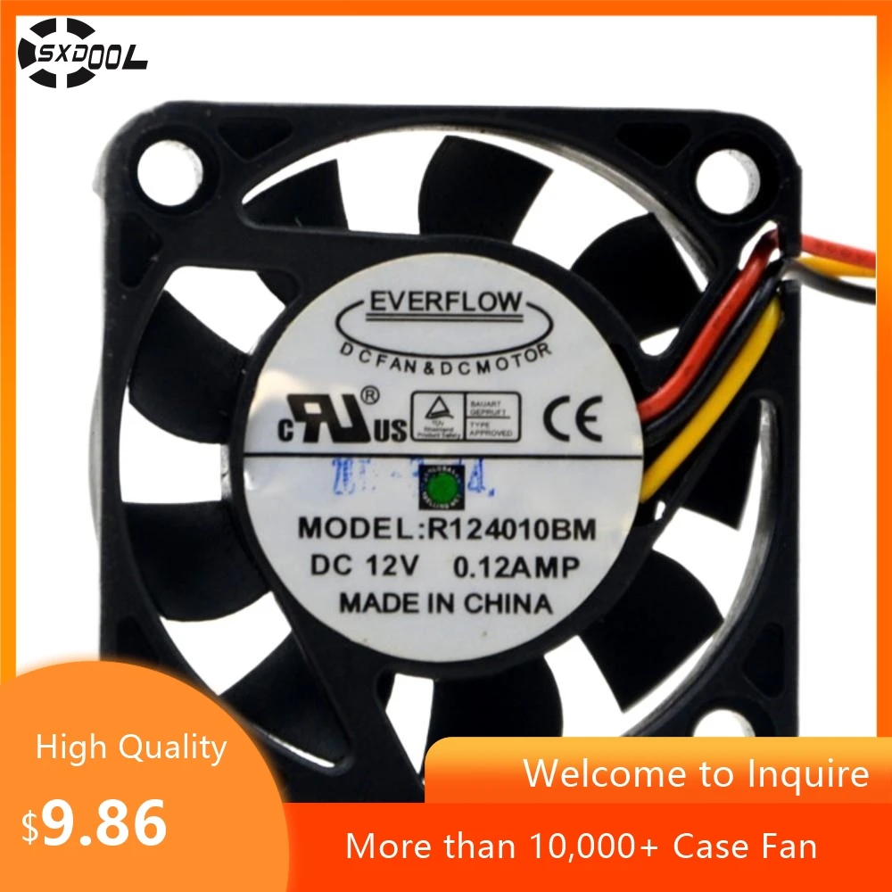 

40mm Fan for Everflow R124010BM 12V 0.12A 4010 Chassis Cooling Fan for Computers, Servers, and Electronic Equipment