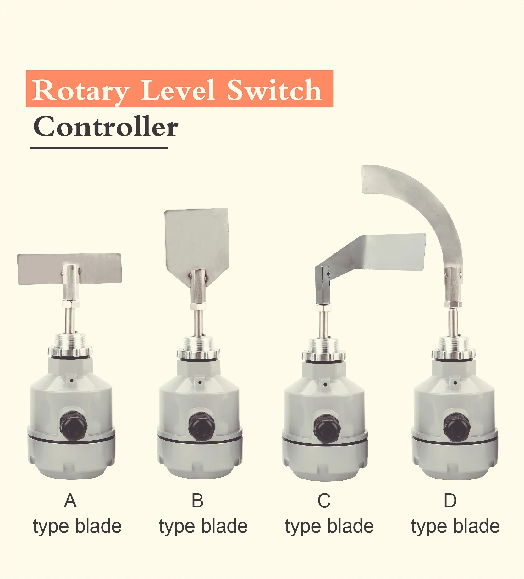SJ-10 Series Rotary Paddle Level Switch 24V/220V Solid Material Level Detector A/B/C/D Type Powder Granule Silo Bin Level Sensor