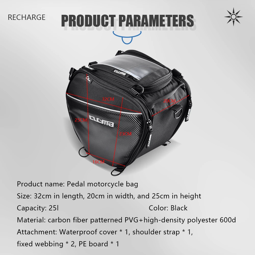 Bolsa de tanque negra para motocicleta, bolsa de herramientas frontal para Pedal, para HONDA CC110 XMAX LIKE 318 FORZA 350 300 NSS350 ADV150 X-adv750