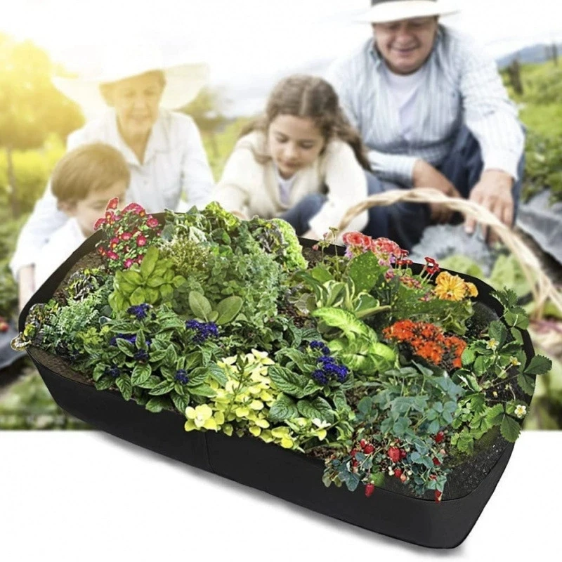 Garden Planting Bag Multi-gird Felt Growing Bag Rectangle Planting Nursery Pot Vegetable Tomato Potato Planting Container Plant