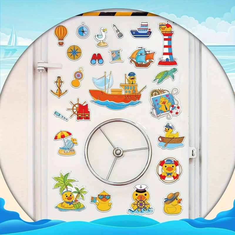 24pcs Duck Cruise Magnet Decorations - Colorful Rubber Cruise-Themed Magnets for Cabin Doors, Refrigerators, Cars & Party