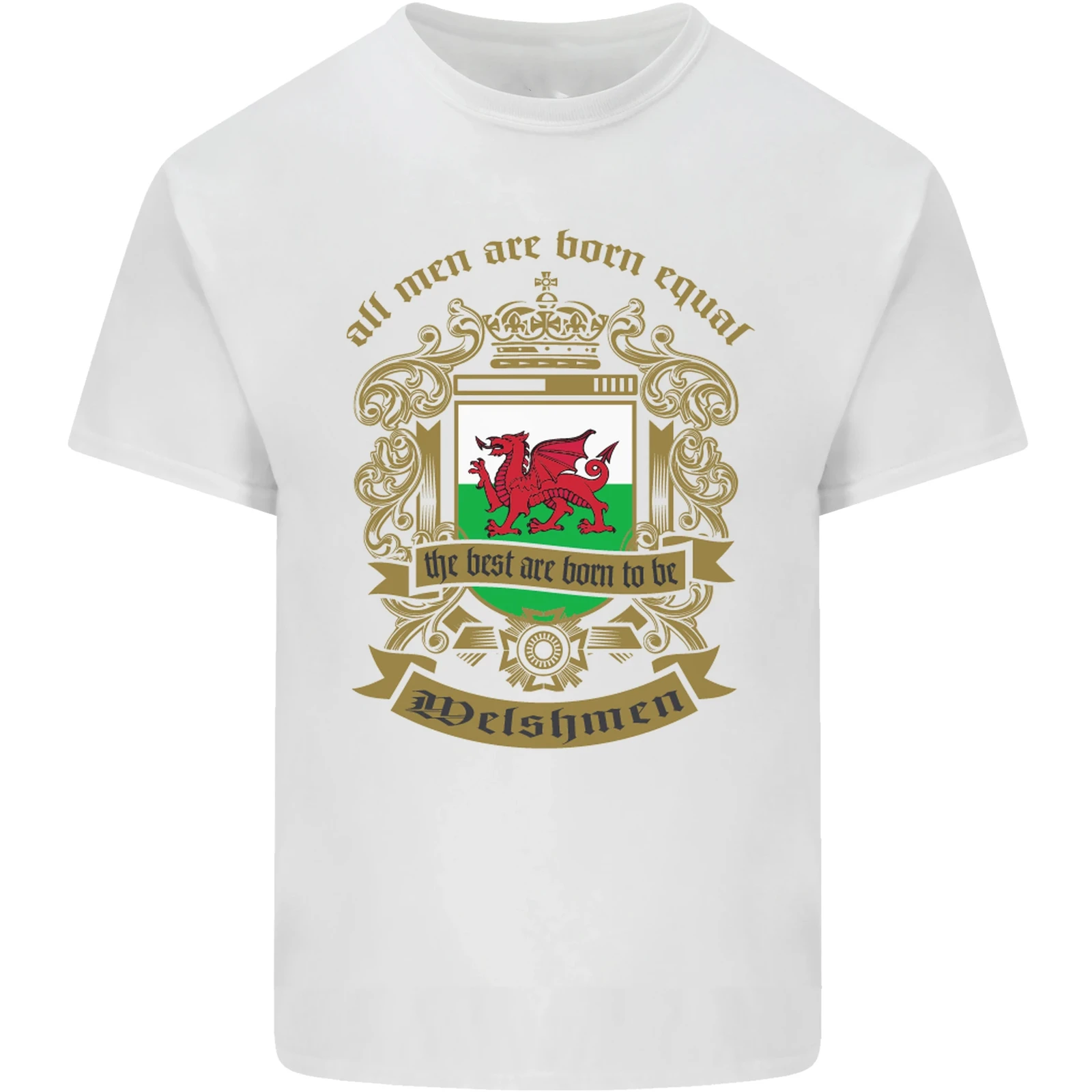 All Men Are Born Equal Welshmen Wales Welsh Mens Cotton T-Shirt Tee Top Men's 100% Cotton Casual T-shirts Loose Top New