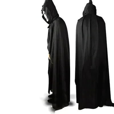 Kapuzen mantel Wicca Robe mittelalter liche Hexerei Cape Party Kostüm Kleid (Größe: 165-170cm Farbe: schwarz) – Detail 4