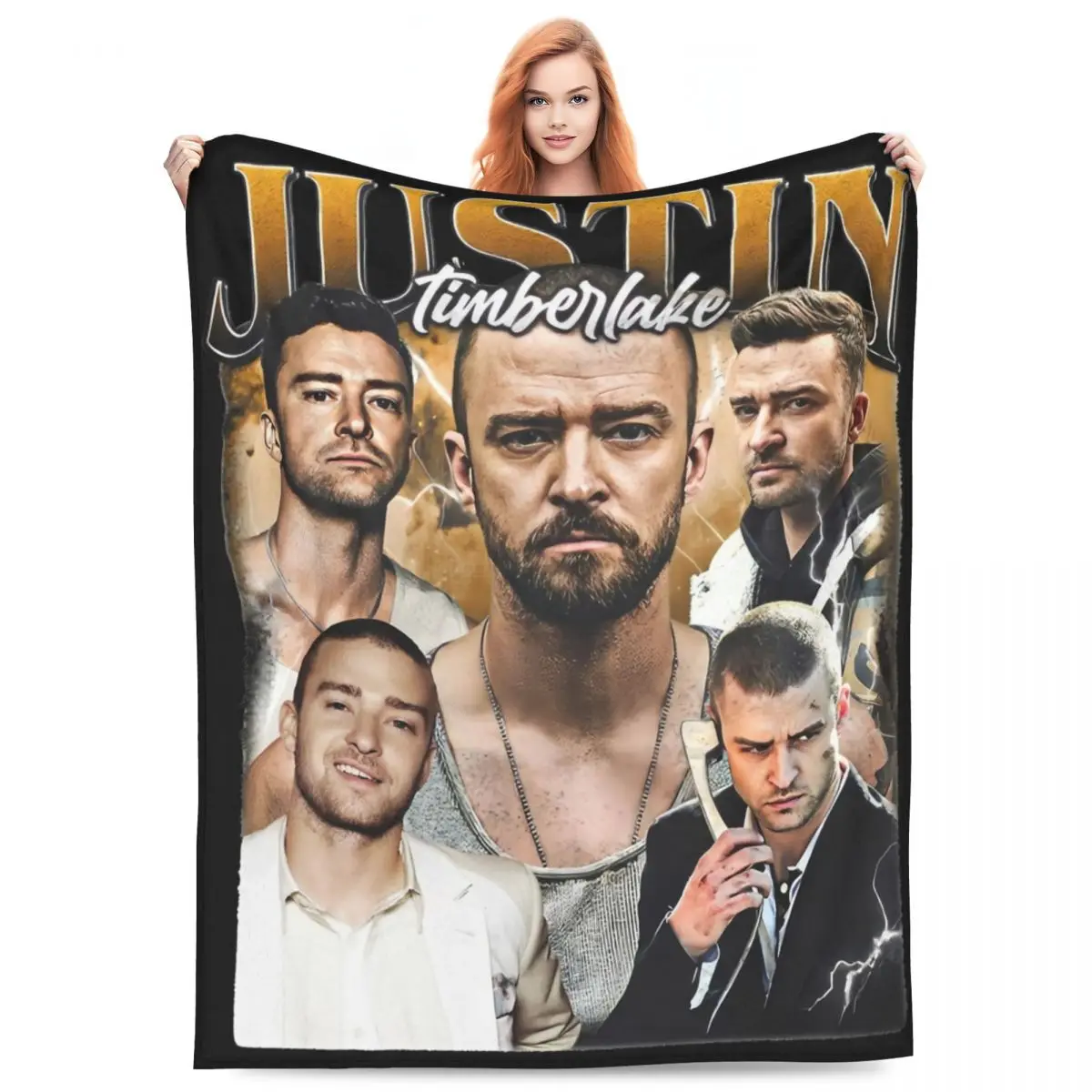 Vintage Justin Timberlake Bootleg Blanket Flannel Textile Decor Cool Singer Tour Relax Throw Blankets for Bed Outdoor Bedspread