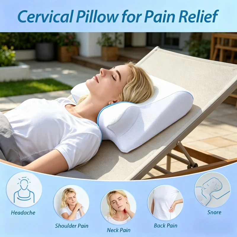 

Contoured Butterfly Memory Foam Pillow, Neck Pain Relief Sleep Pillow, Comfortable Support for Home & Bedroom Use