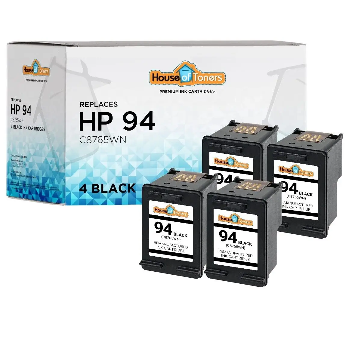 4pk #94ตลับหมึกสีดำสำหรับ HP PSC Series 1600 1605 1610 1618 2350 2355 2710