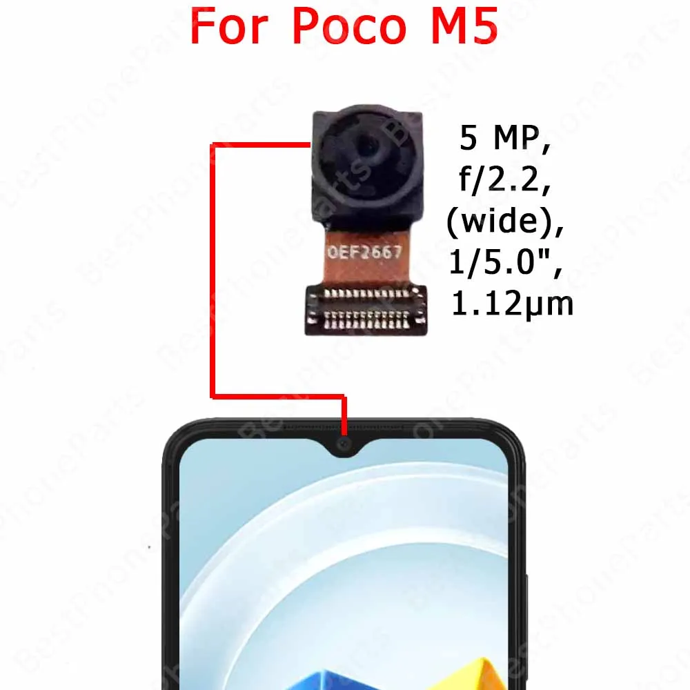 Front Camera For Xiaomi Poco M3 M4 Pro 5G M5 M5s Frontal Selfie Camera Module