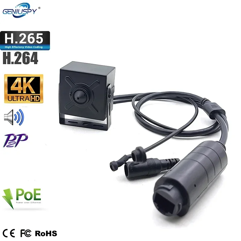 8MP HD IMX415 H.265 H.264 Indoor Metal Case Motion Detection Audio CCTV Kamera Security Miniature PinHole Mini 4k Ip Camera POE