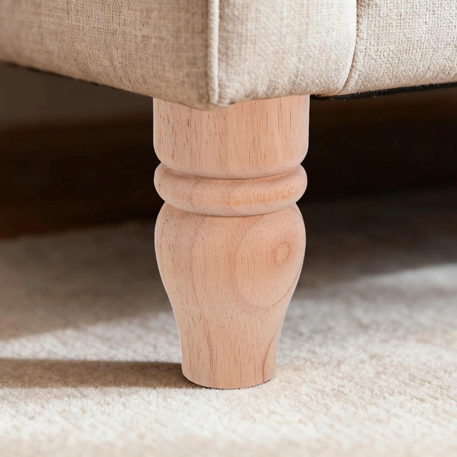 أرجل أثاث مستديرة غير مطلية من الخشب على الطراز الفرنسي خزانة أريكة طاولة كعكة قدم أرجل خشبية قوية لسرير أريكة مضمد