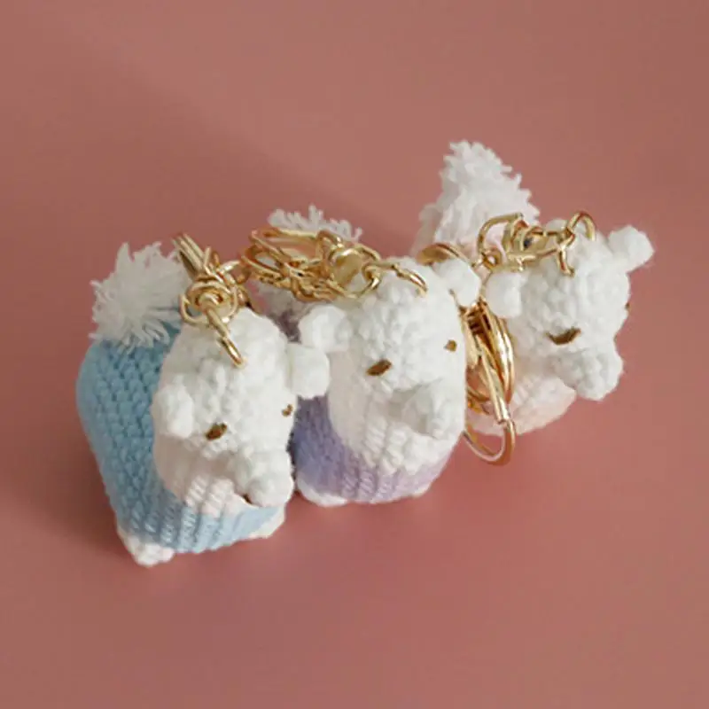 Positive Crochet Animals Crochet Bag Charm Knitting Crafts Charm Inspirational Hand-Woven Ornament For Birthday Wallet Backpack