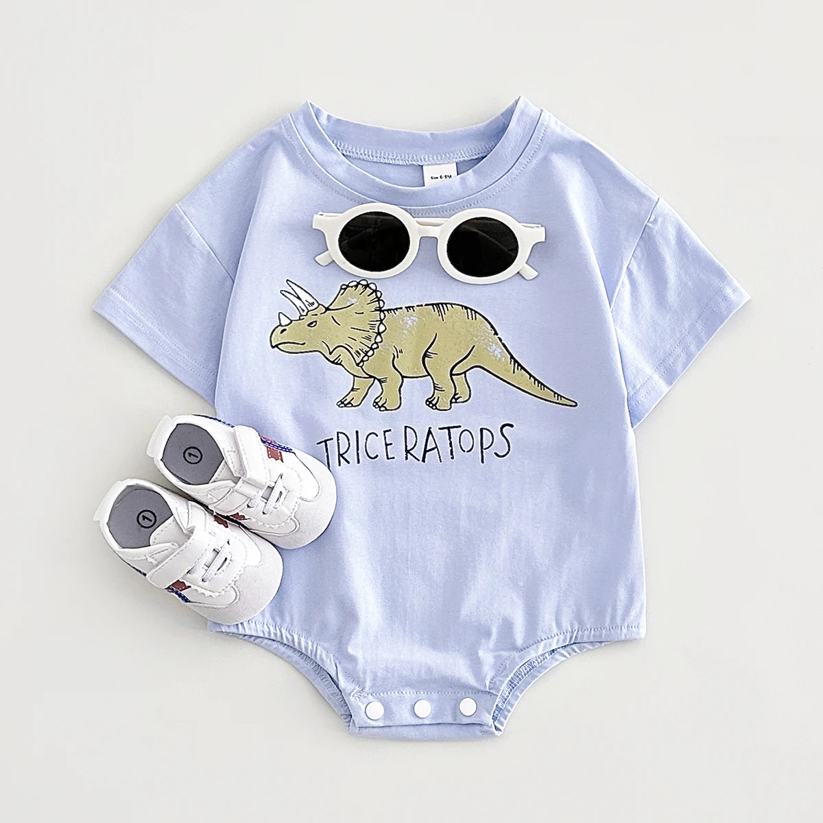 INS Summer Newborn Boys Girls Clothing Triangle Romper Cotton Baby Bodysuit Cartoon Dinosaur Print Short Sleeve Infant 0-18M