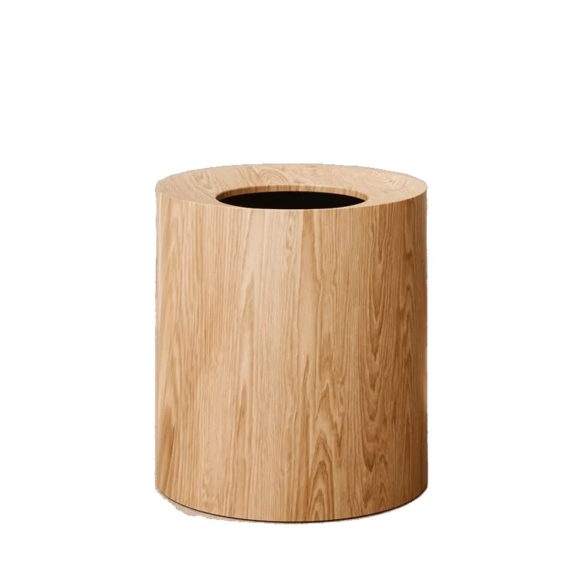 

Retro wood grain trash can, medieval style, living room and bedroom, light luxury and high value, no cover direct cast