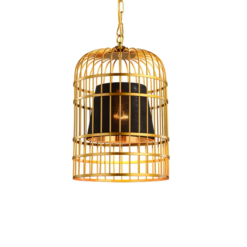 

New Chinese style, wrought iron, bird cage, chandelier, retro, creative, restaurant, gold, decoration