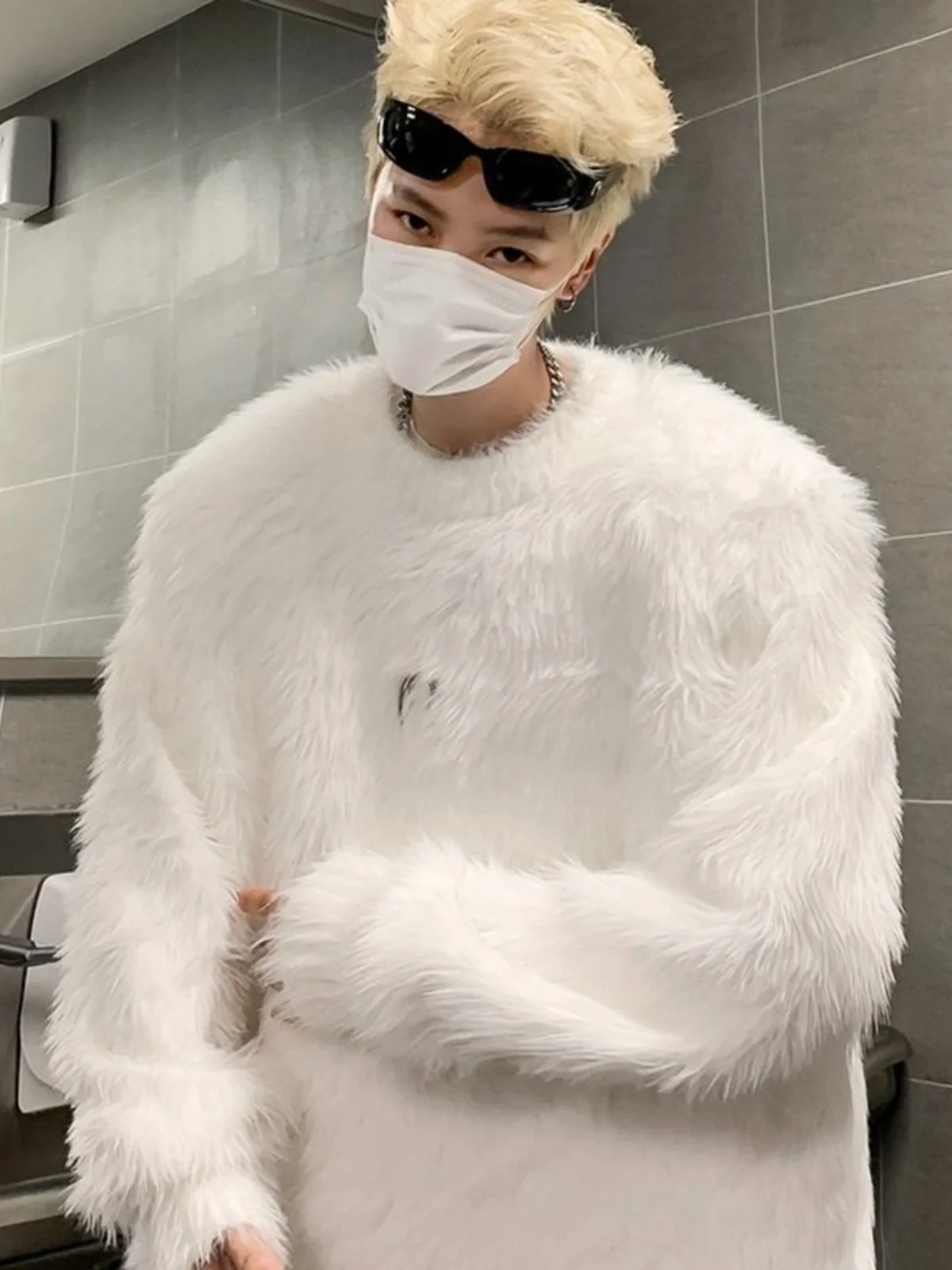 

Men's Thiened Metal Feel oulder Pad Sweater Winter Warm Lazy Sle Mink Knitted Coat Casual Loose Fit round Ne Long Sve