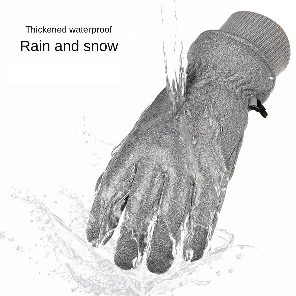 

Touch Screen Windproof Gloves Waterproof PU Fleece Snowboard Ski Gloves Full Thickened Thermal Glove Winter Warm