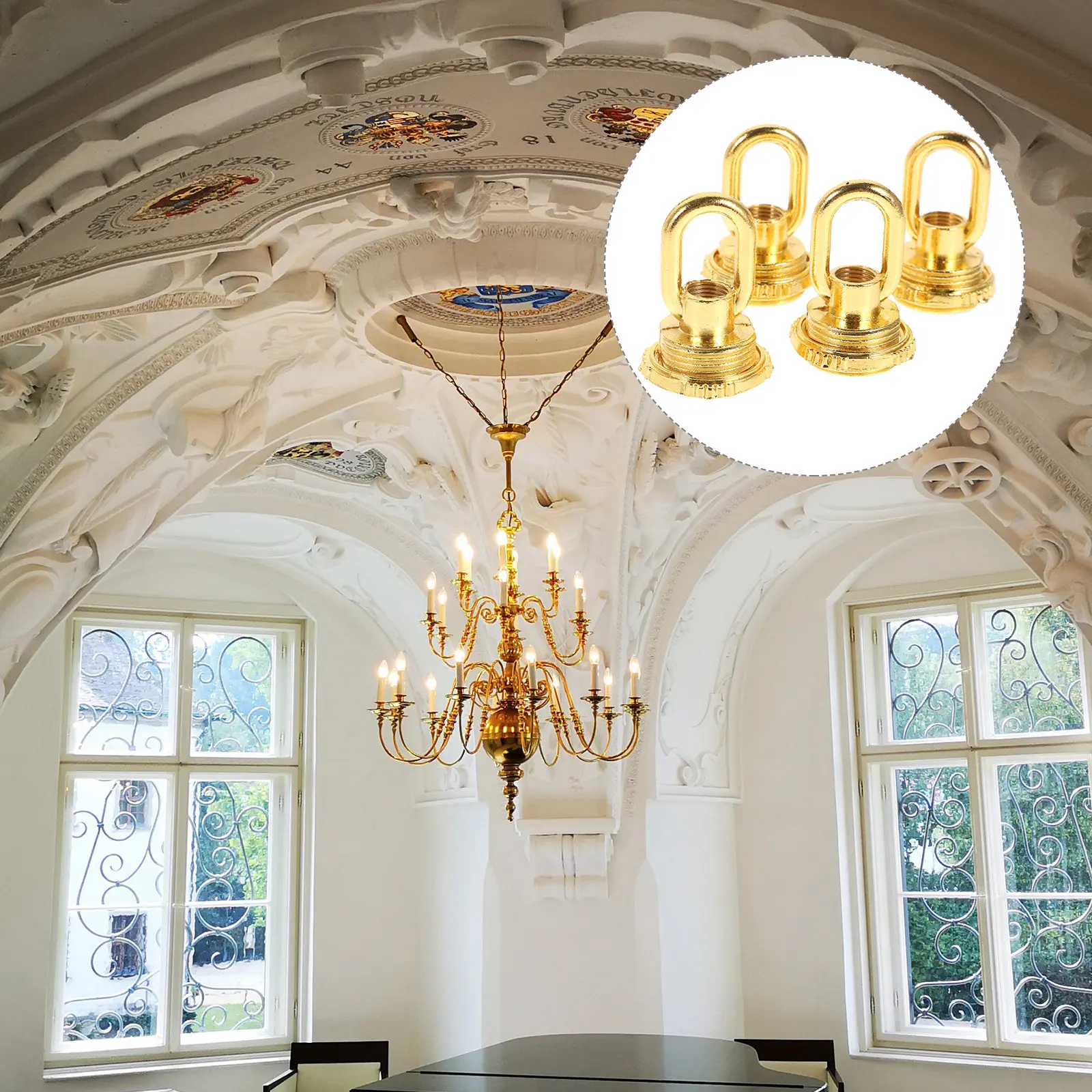 

4Pcs Vintage Ceiling Hook Zinc Alloy Heavy Duty Pendant Lamp Base External Thread Chandelier Eye Nut Fastener Lighting