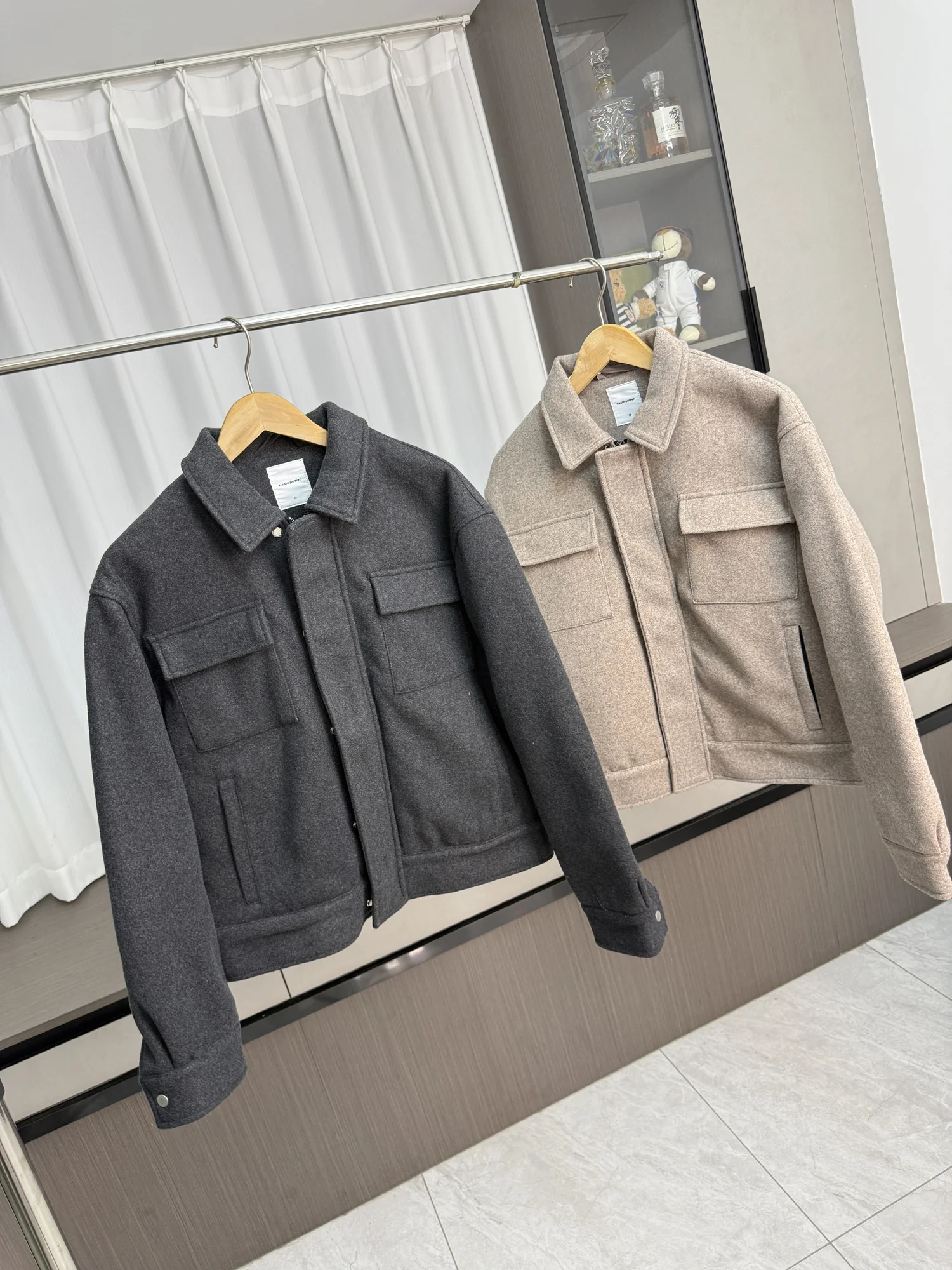 

Мужская теплая куртка из хлопка с эффектом шерсти, модное пальто с воротником и длинными рукавами, утепленное хлопковым фланелем