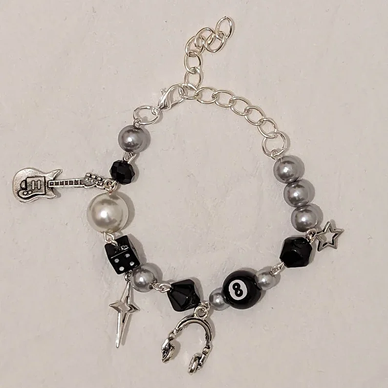 Handmade ARCTIC MONKEYS inspiration beading bracelet coquettish y2k gothic bracelet