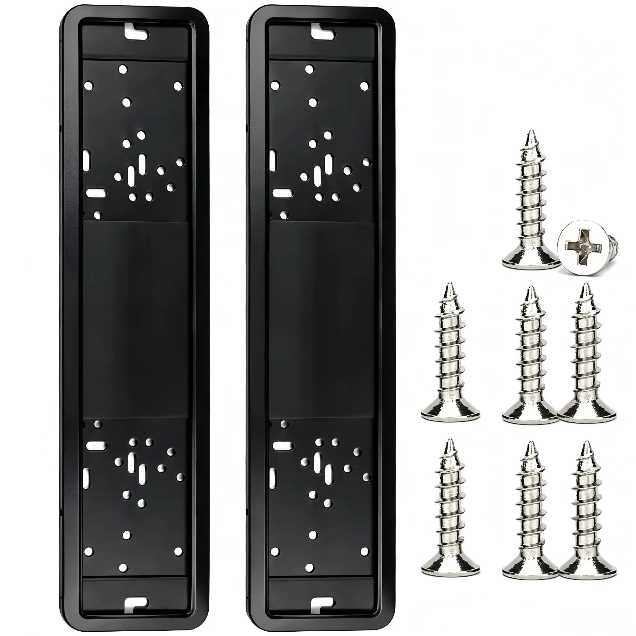 2 Pièces Cadres de Plaque d'Immatriculation de Voiture Noirs Flexibles Premium, Support de Plaque d'Immatriculation Norme Européenne