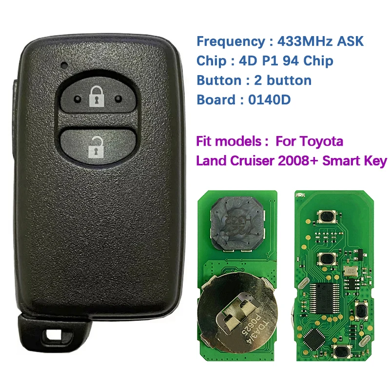 

CN007265 Aftermarket 2 Buttons Smart Key For Toyota Remote DST40 P1 94 Chip 433.92 ASK 0140D Board