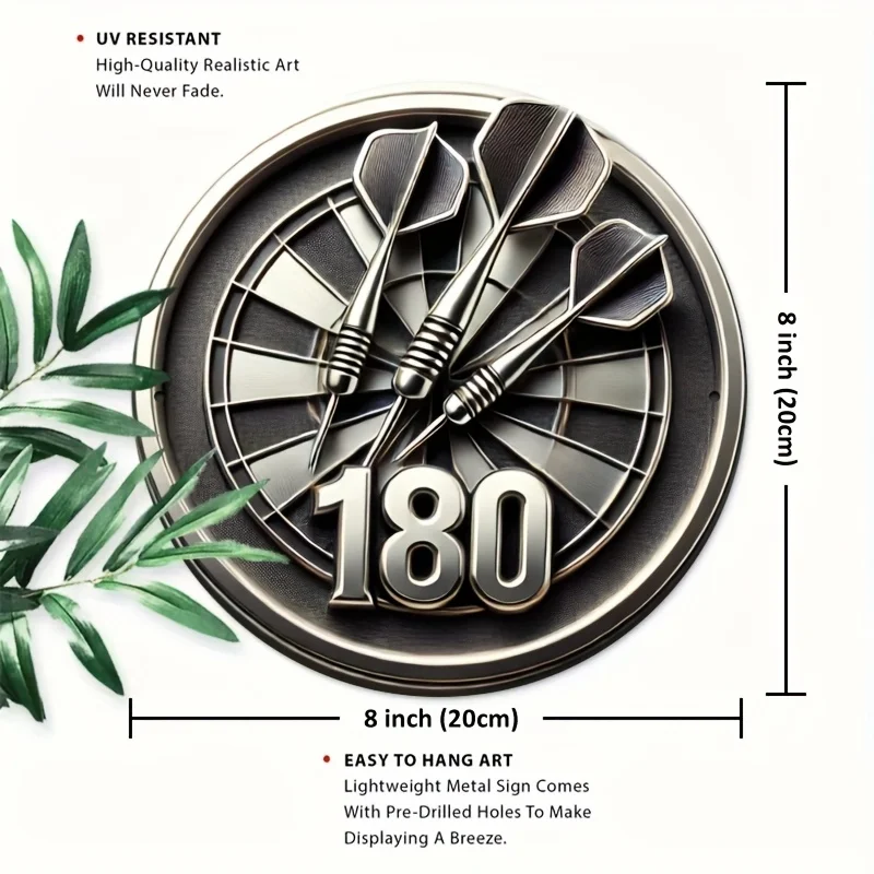 2D Flat, 180 Points Medal Plaque - Retro Metal Circular  Tin Plaque, Perfect for Living Room, Garage Decoration, Perfect Gift
