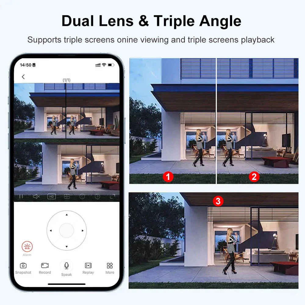 Dual Lens 4G WiFi Wireless Solar Camera Outdoor Security Protection CCTV Cameras Human Detection Alert Push Video Surveillance