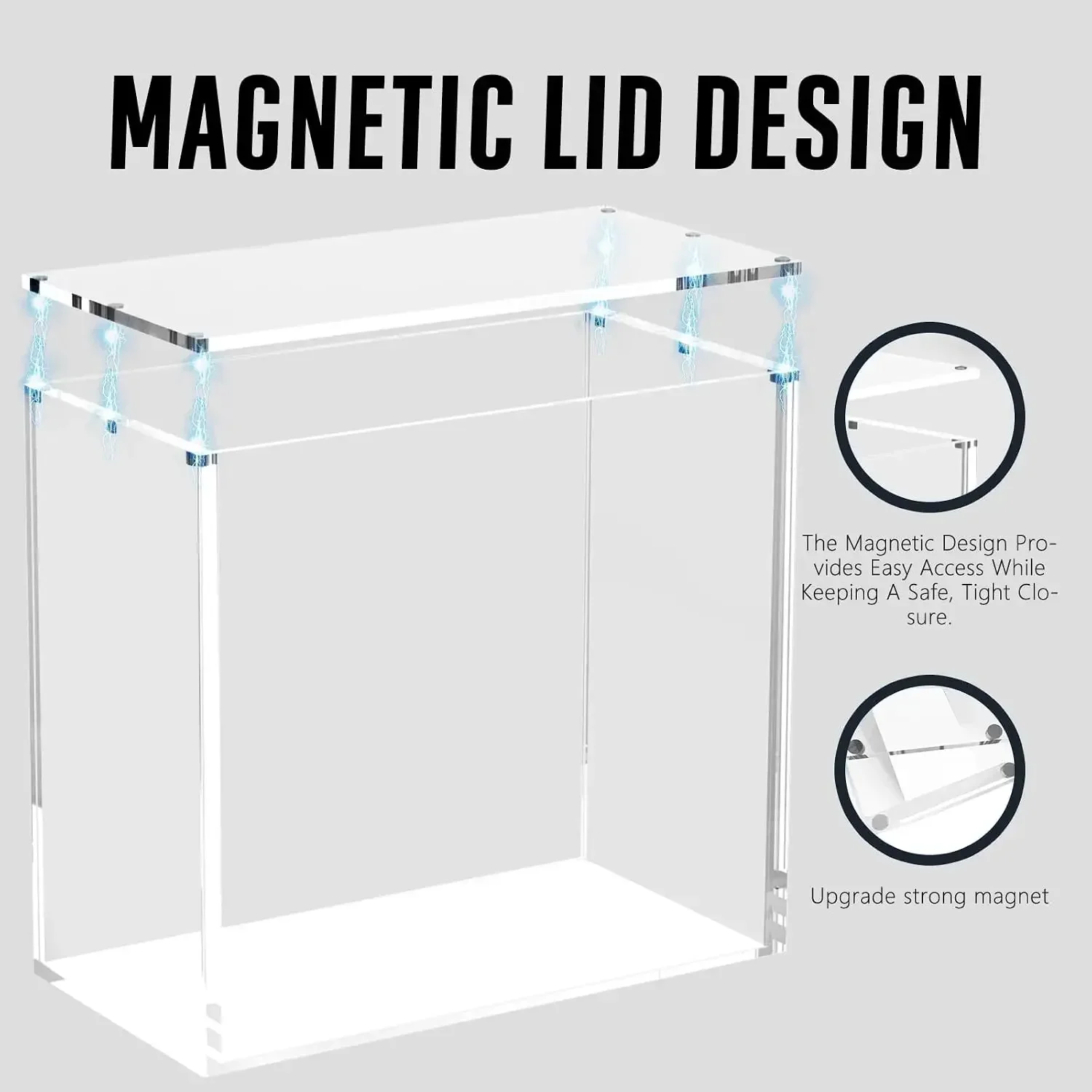 Elite Trainer Box Display Case with Magnetic Lid – 6-Point Secure Acrylic Showcase for TCG Cards – UV Block & 5mm Thick