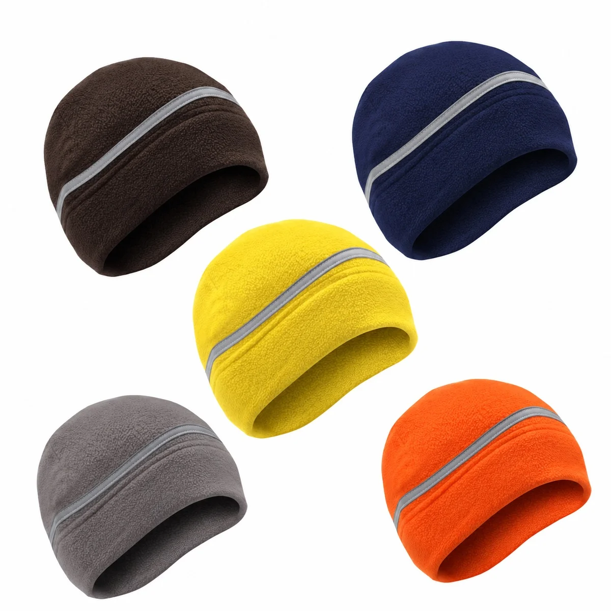 Cycling Cap Fleece Reflective Strip Warm Autumn Winter Unisex Adult One Size for Outdoor Cycling Running Skiing Solid Color
