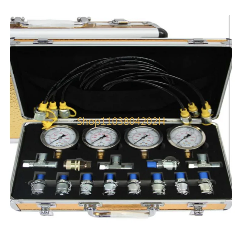 

16-joint excavator hydraulic pressure gauge test kit, professional hydraulic measurement toolbox for hydraulic machinery