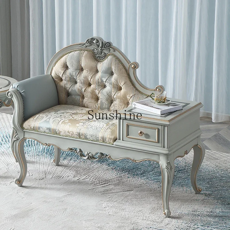 

Court French furniture solid wood concubine chair master bedroom carved lazy collapse fabric beauty couch