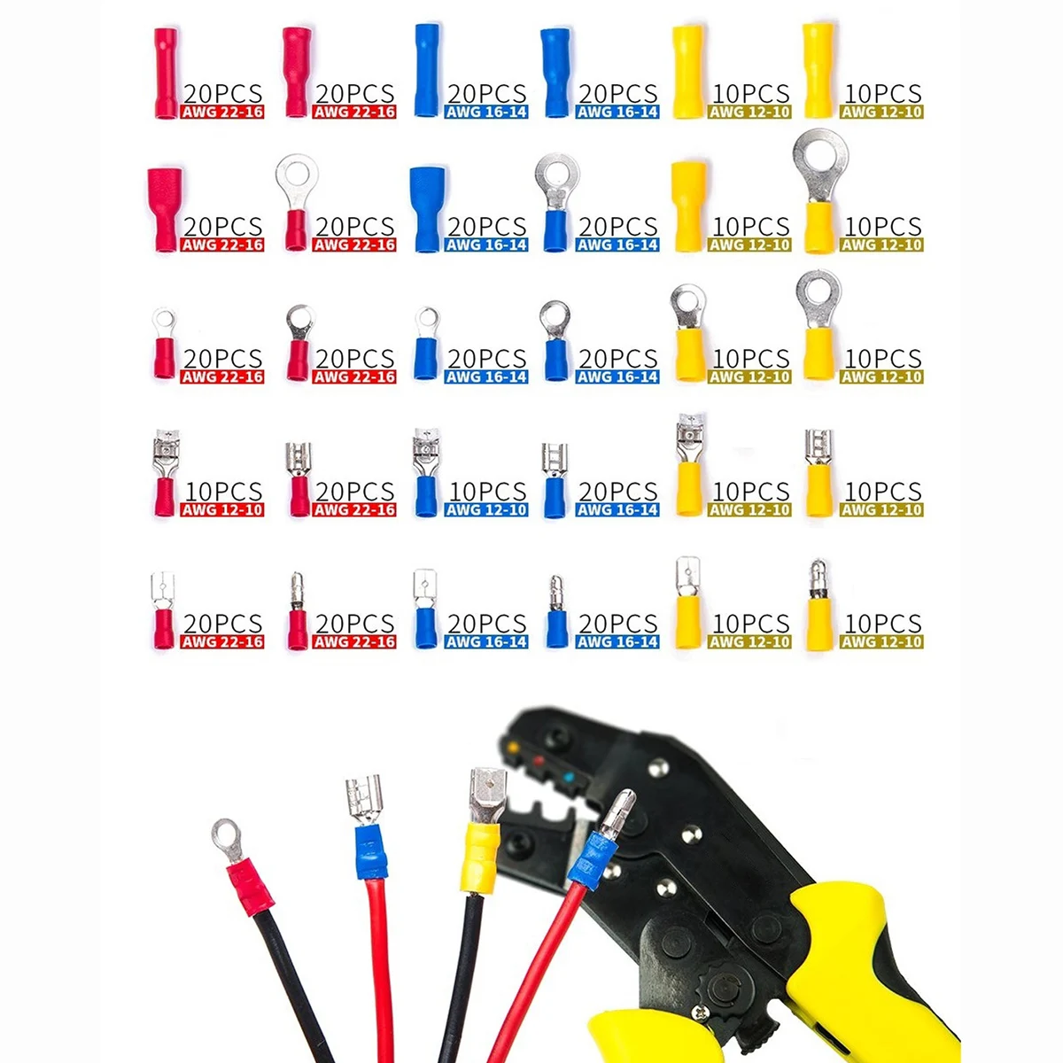 

480pcs Wire Terminals Crimp Connectors Terminal Box Barrel Spade Connectors Automotive Home Use Storage Box