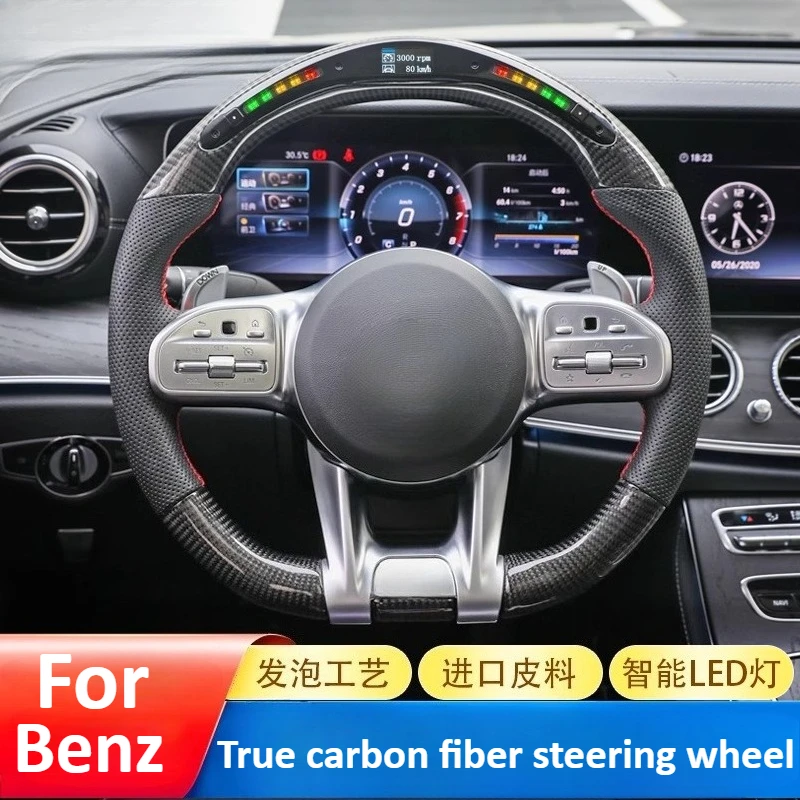 

For Mercedes-Benz CLA AMG carbon fiber steering wheel modification LED Mercedes clc C45/C35/C63 steering wheel accessories