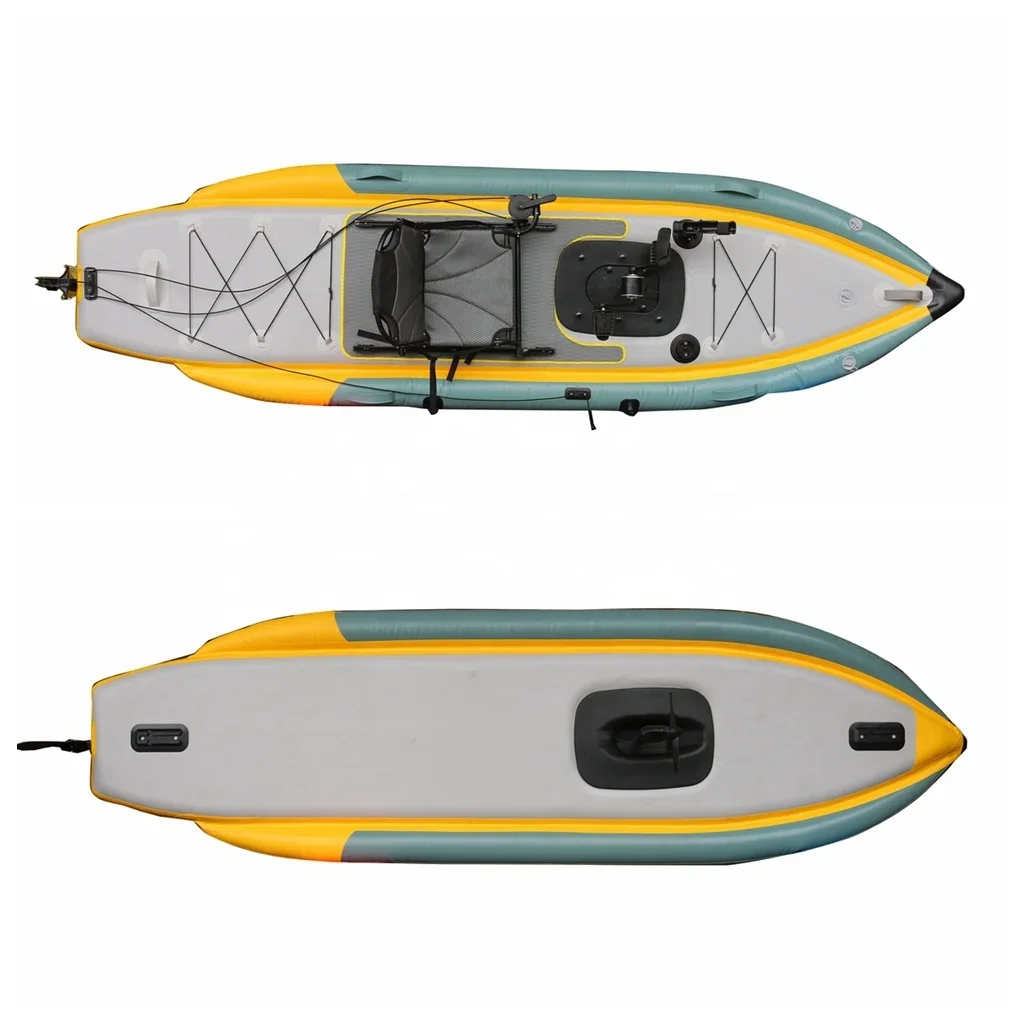 

1-Person Pedal Fishing Inflatable Kayak PVC Material Sit-On-Top with Pedals for Rowing & Fishing for Solo Adventures