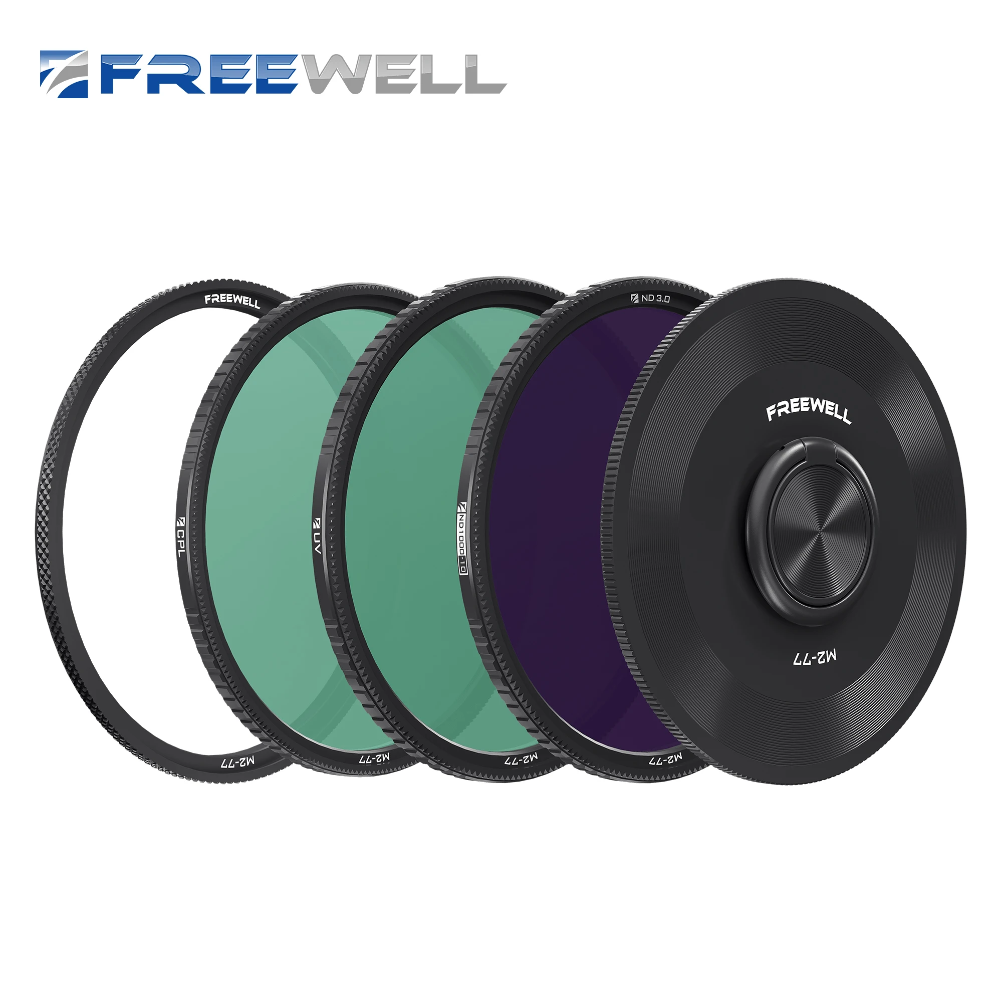 Freewell M2 Magnetic Quick Swap 3-Pack ND1000, CPL & UV Filters with Magnetic Lens Cap & Base Ring