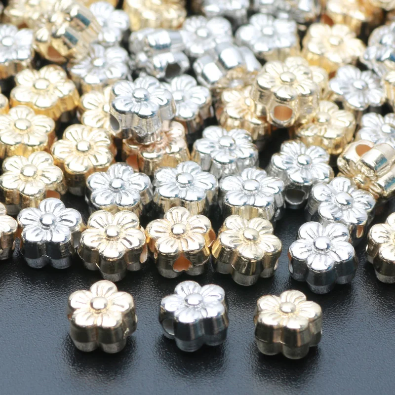 100pcs 6mm Gold Color CCB Small Flower Beads Acrylic Spacer Beads For Jewelry Making DIY Bracelet Necklace Handmade Accessories