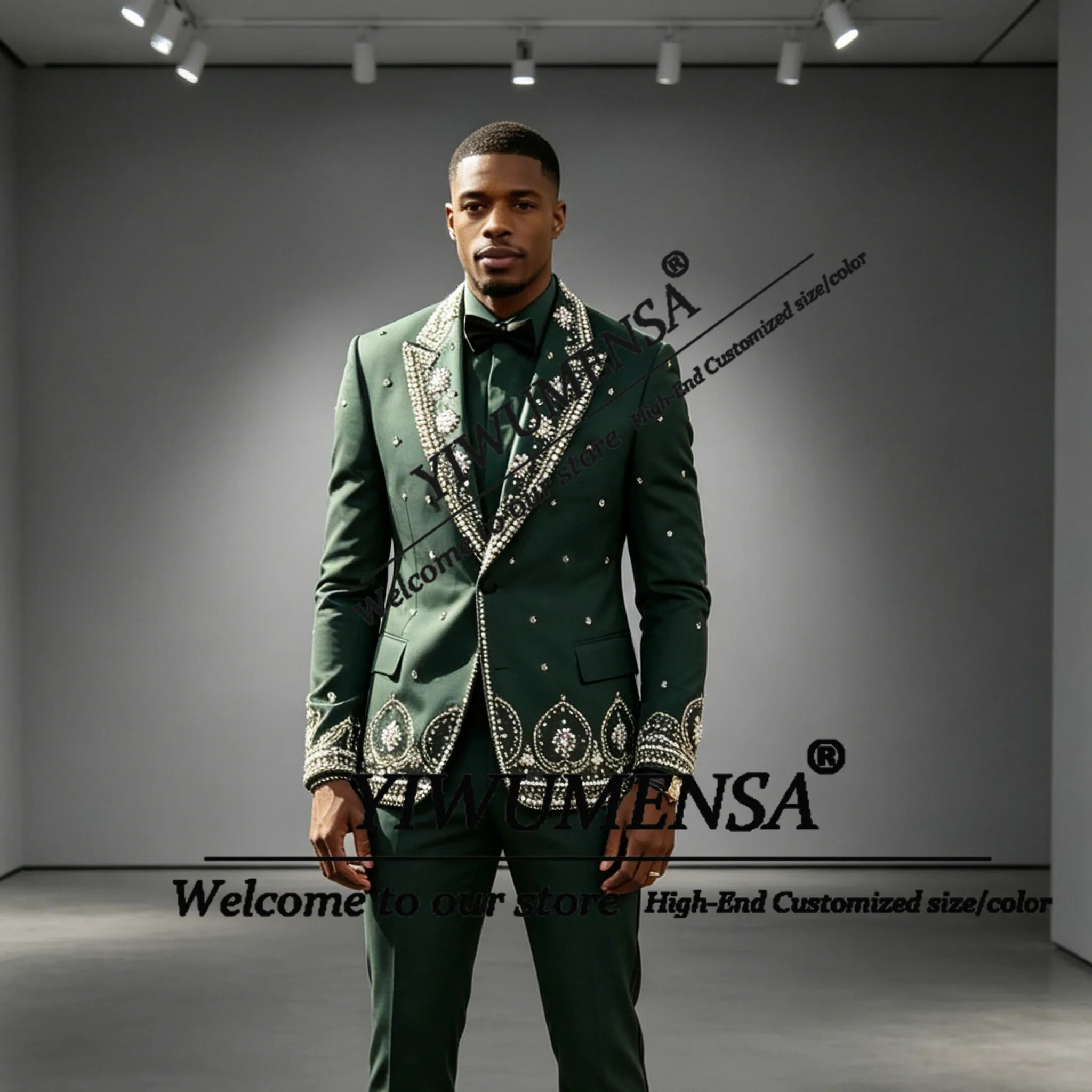 

Brilliant Diamond Beaded Suit Man For Wedding Single Breasted Jacket Pants 2 Piece Sets Groom Tuxedos Male Fashion Outfits 2026
