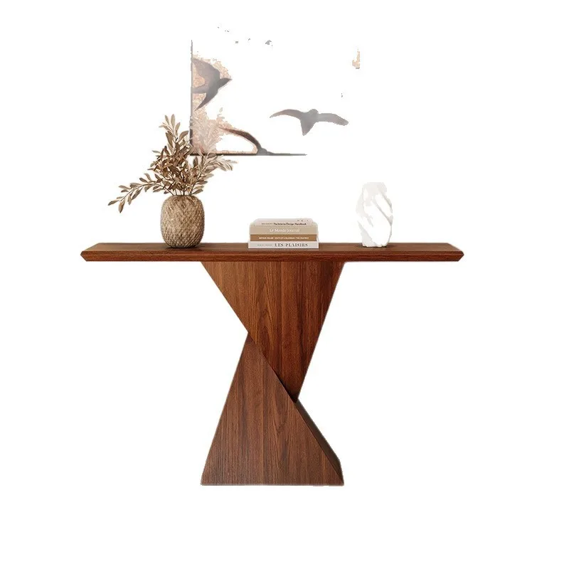 New Chinese-style solid wood entrance table Super narrow Italian light luxury entrance table