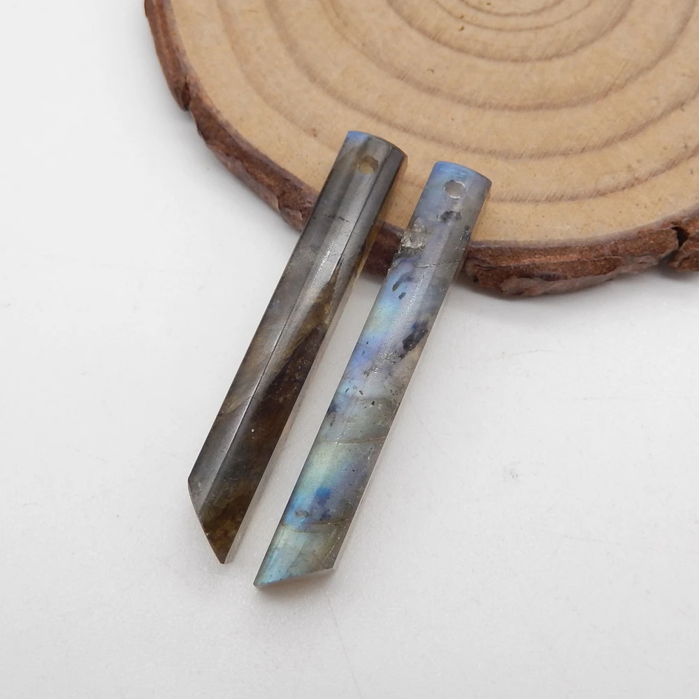 Natural Labradorite Long-shape Earrings For Women,Simple Fashion Handmade DIY Jewelry Gemstone