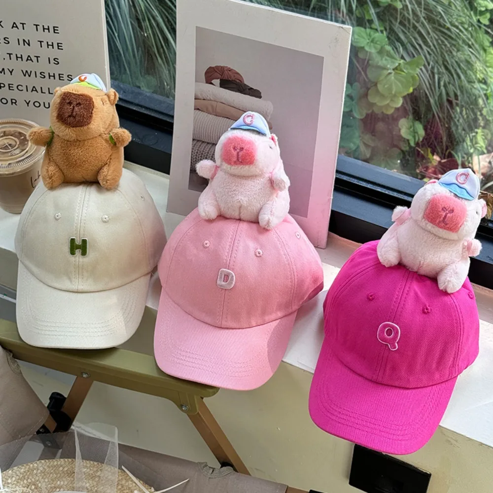 

Breathable Capybara Baseball Cap Adjustable Embroidered Letters Children Peaked Cap Cotton Cartoon Kids Sunscreen Hat Girls