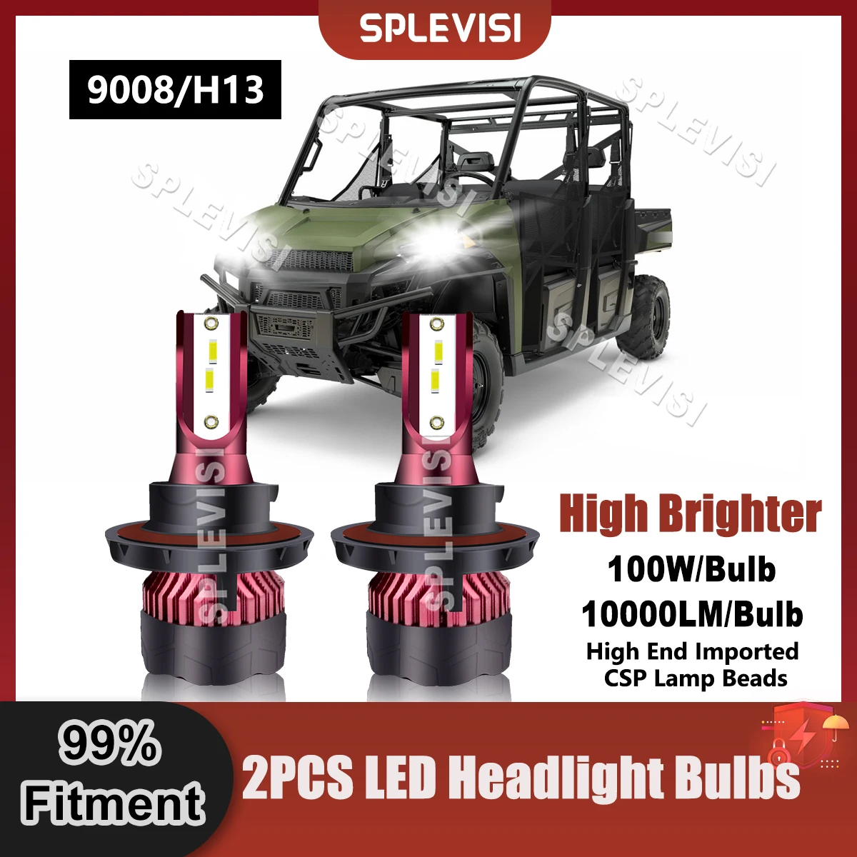 

1Pair All-In-One 9008/H13 LED Headlamp High Low Beam Bulbs 9V-36V CSP Bulbs For Polaris Ranger 800 2011 2012 2013 2014 2015 2016