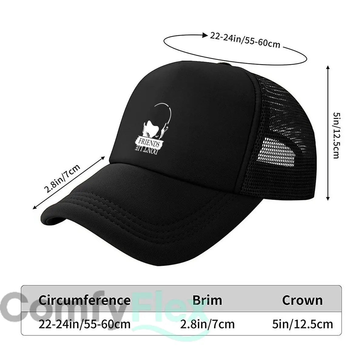 Friends Don't Lie Outline Art Graphic Mesh Baseball Cap Casual Hat Outdoor  For Womens Unisex Female