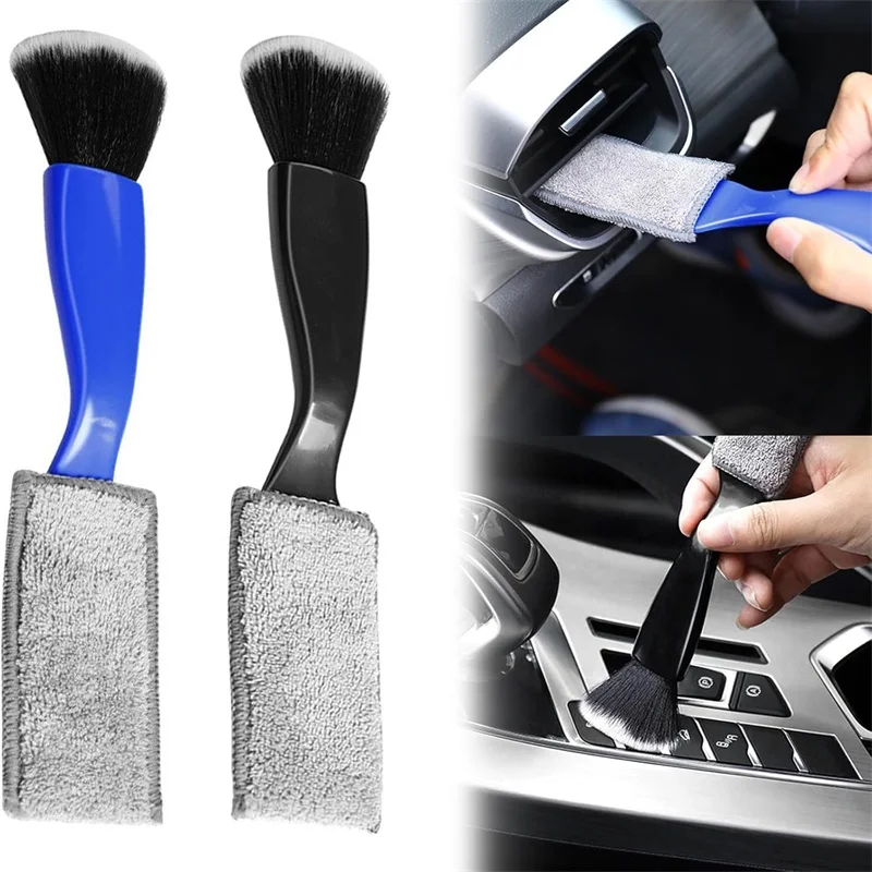 Double Head Brush for Car Cleaning Portable Car Interior Detailing Brush Multifunctional Car Air Vent Outlet Dust Removal Brush