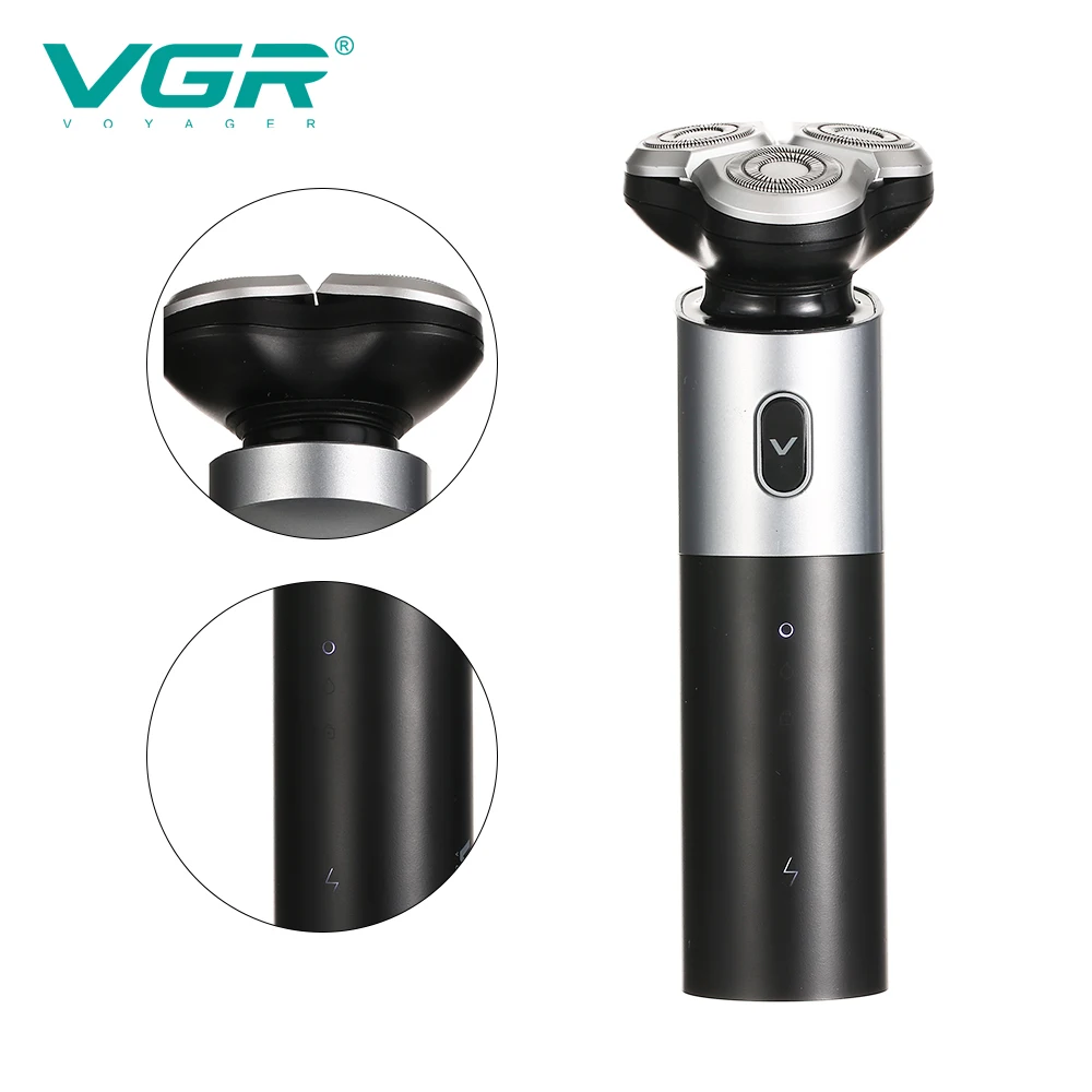 VGR เปียกมีดโกนหนวดไฟฟ้าสำหรับหนวดเคราผู้ชาย Stubble ไฟฟ้ามีดโกน Facial เครื่องโกนหนวดล้างทำความสะอาดได้