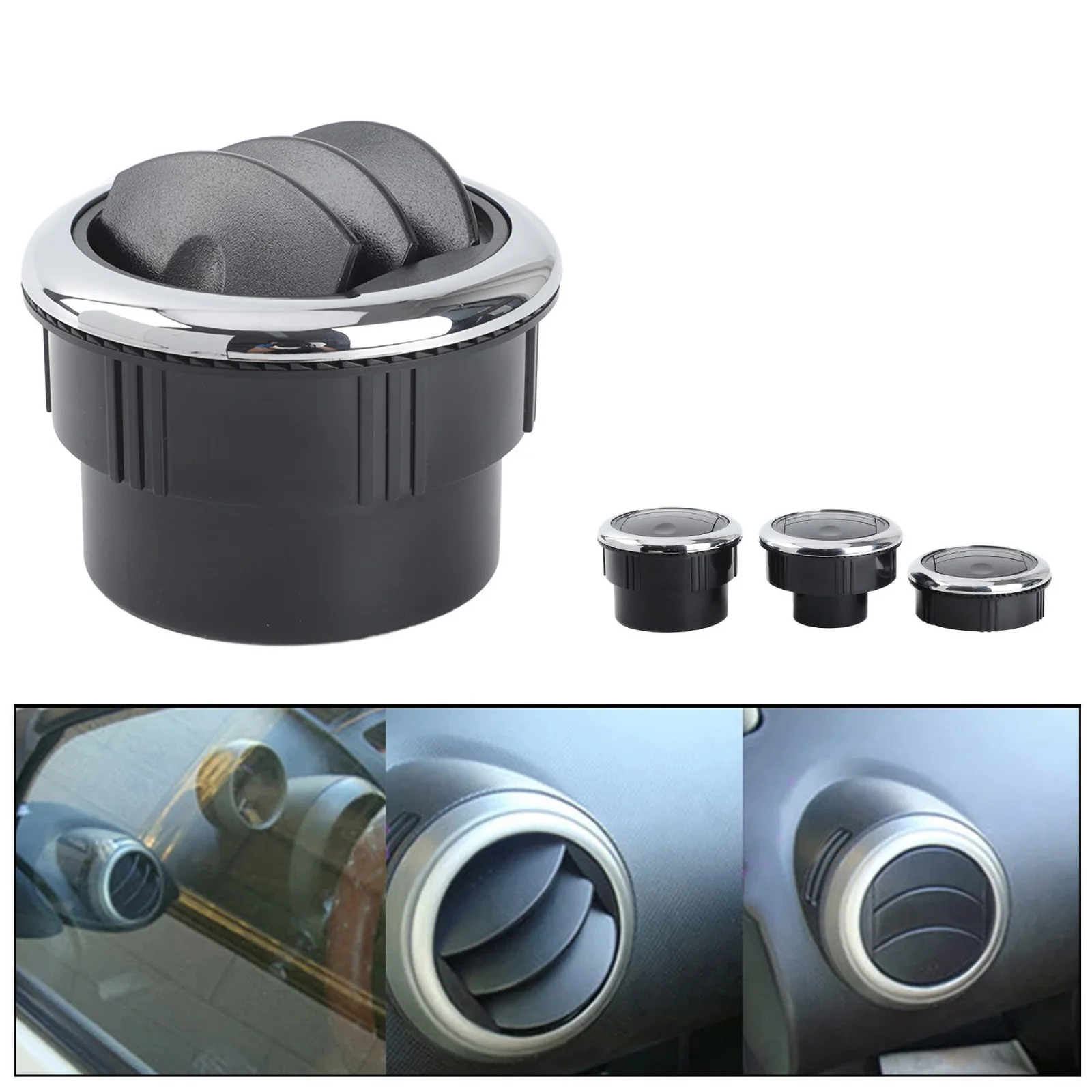 CNSPEED Universal 80mm Car Vent Dashboard Air Conditioning Vent Deflector Knob Type Rotation Air Outlet Vent for Camper Caravan