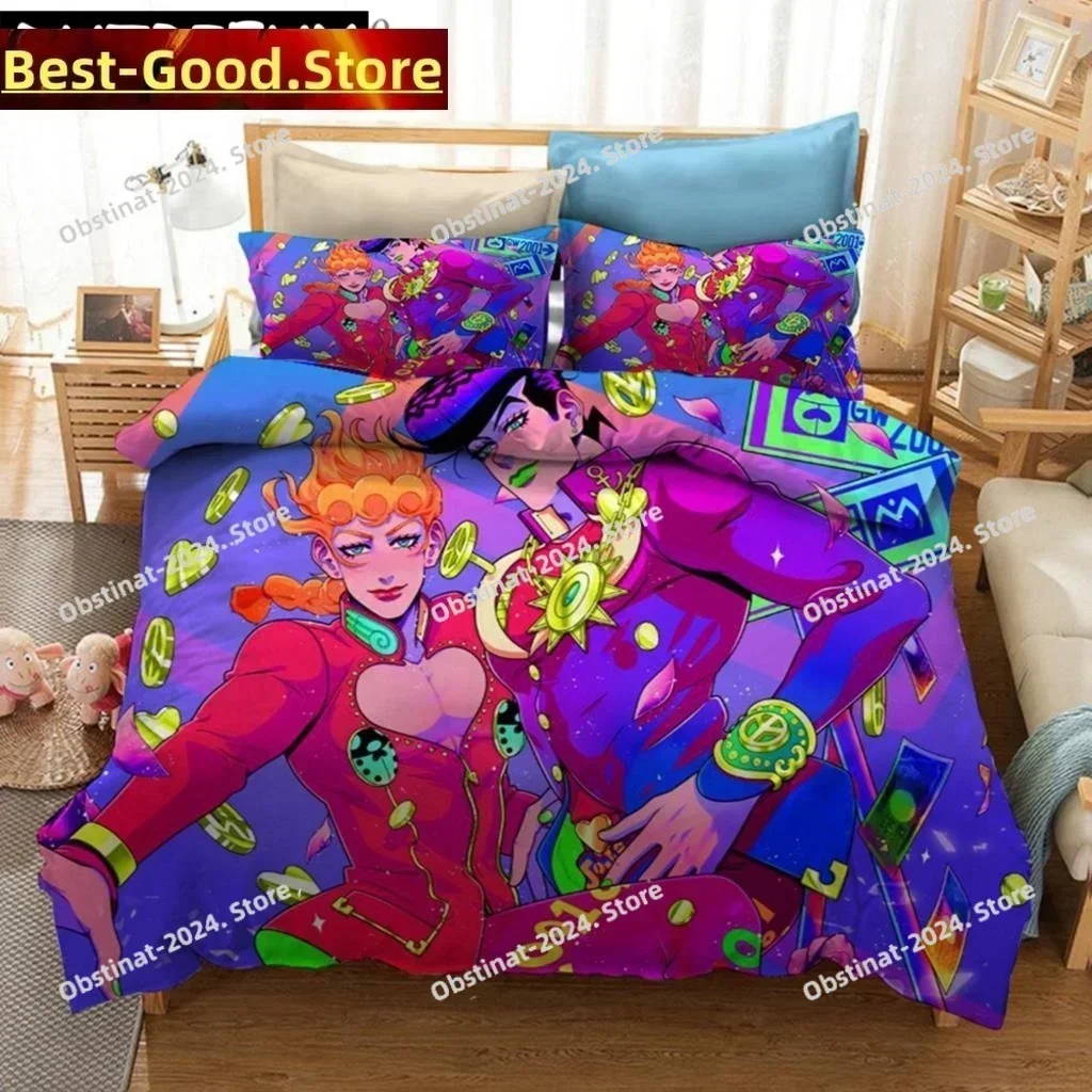 Anime JoJo's Bizarre Adventure Bedding Set Printed single Comforter Quilt Duvet Cover Pillow Case 3 Pieces Sets Kids Adult Size