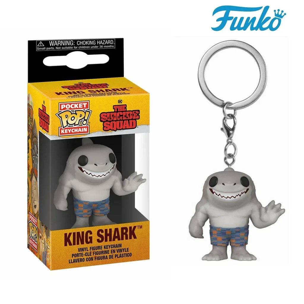 Funko pop!! Vinil Figura Brinquedo Chaveiro, Esquadrão Suicida, Rei Tubarão Chaveiro, Bolso Pop Chaveiro Brinquedos