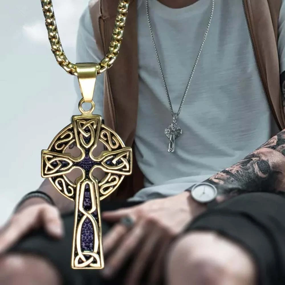 Celtic Cross Cross Necklaces Casting Charm Clothing Accessories Cross Clavicle Chains Silver Alloy Cross Choker Pendant Men Boys